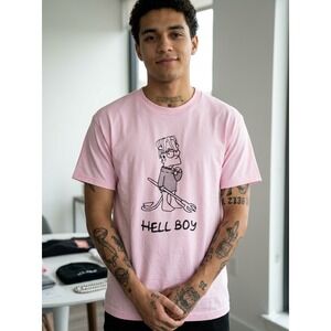 Superrradical Hell Boy Bart Simpson unisex XL Pink T-Shirt - NWOT
